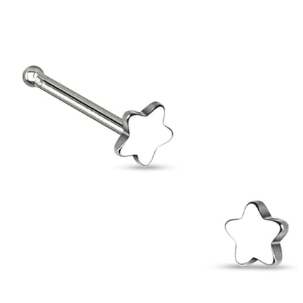 Neuspiercing rechte stud ster massief 0.8x6x2.5 - zilver - LMPiercings