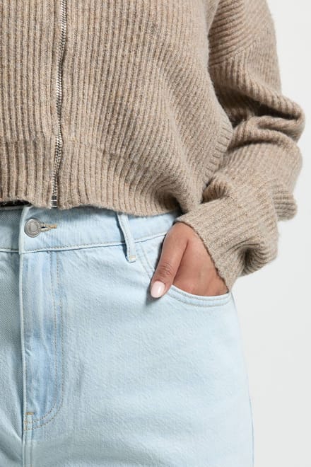 boohoo Dames Plus Basics Hoge Taille Rechte Pijp Jeans | Super Pale Wash | Maat: 20/30L