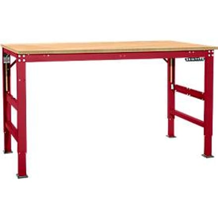 Werktafel Ergo, elektro-hydrauliek, blad multiplex, 2000 x 800 mm, robijnrood