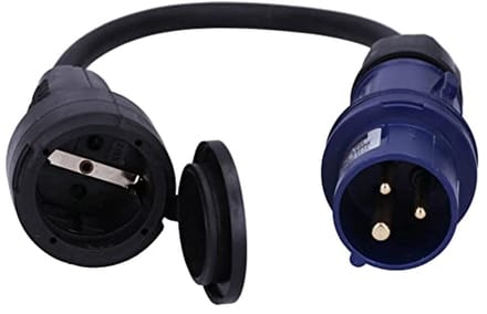 CEE-adapterkabel voor camping en buitengebruik - 3-polig 230V 16A H07RN-F 0,5 m