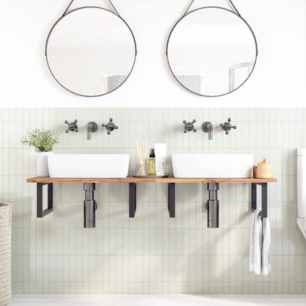 vidaXL - Badkamer - wandschap - staal - en - massief - acaciahout