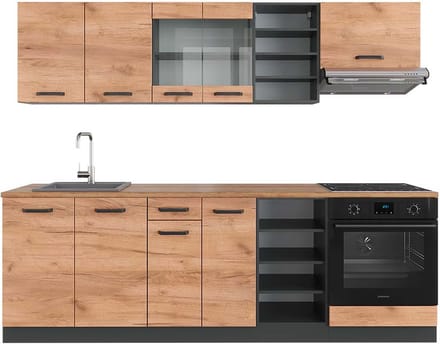 Vicco R-Line Complete keukeneenheid – 240 cm, WB Eik Eik goud/antraciet