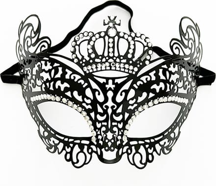 Venetiaans Masker - Metaal - Zwart - Witte stenen