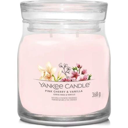 Yankee Candle - Pink Cherry & Vanilla Medium Geurkaars - 50 branduren - 2 lonten