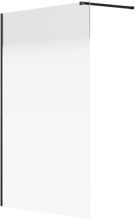 Vente-unique Gebogen Italiaanse douchewand mist - 140 x 200 cm - Mat zwart - POMARO