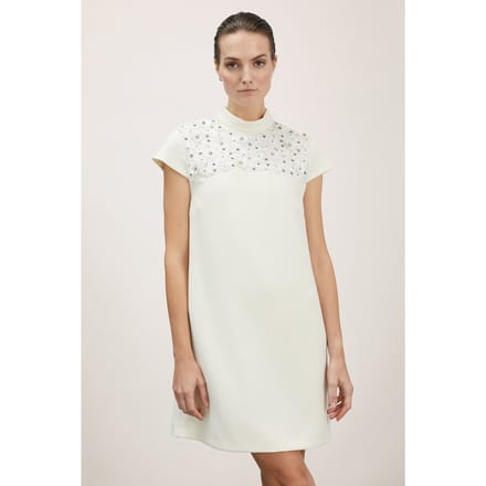 Motivi Minidress With Embroidered Collar White Größe: 36 | Minikleider Outlet | Damen | Weiß