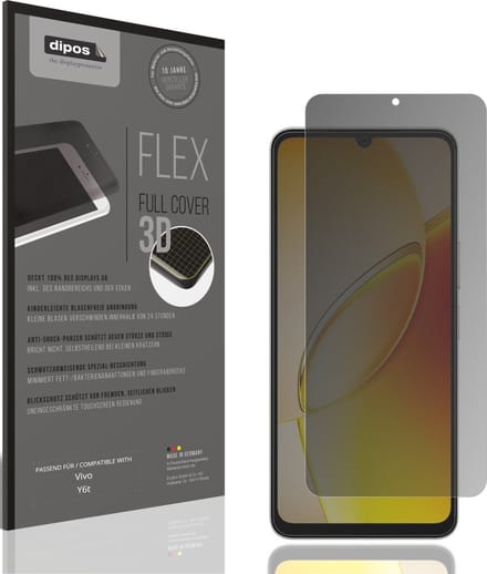 dipos FLEX – Matte Privacy Screenprotector geschikt voor Vivo Y6t | Volledige Schermbescherming | Case-Friendly