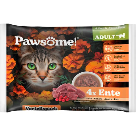 8x85g Pawsome Adult Cat met eend natvoer voor katten