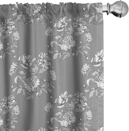 ABAKUHAUS Voorhangen – 2x75x175 cm – Microfiber – Grijs/Wit, halfdonker