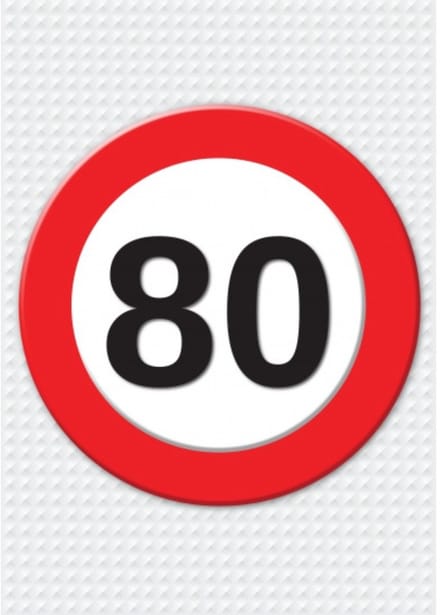 Bellatio Decorations Verjaardag deurposter - 80 jaar - stopbord - 59 x 84 cm - leeftijd feestartikelen