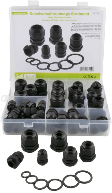 Seki Assortiment kabelwartels / zwart / 50 stuks