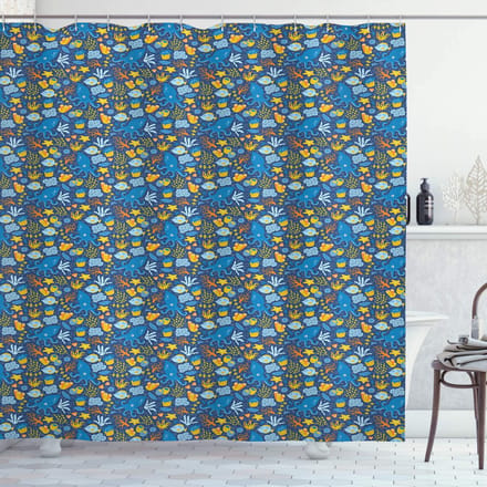 ABAKUHAUS Douchescherm Nautisch Octopus – 175x220 cm – Polyester – Waterafstotend