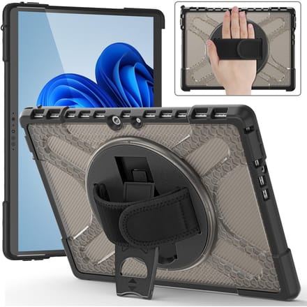 Robuuste Hoes Voor Microsoft Surface Pro 13 12 11 10 9 8 7 Plus 6 5 4 2-in-1 360 Draaibare Cover Voor Go 1 2 3 4 Met Handriem Surface Go 1-2-3-4 donkerbruine kleur