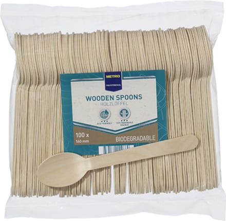 Houten lepel - 16 cm - 100 stuks