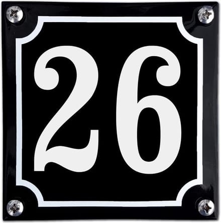 Zwart emaille huisnummer  - 26