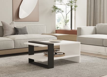 Asir - Salontafel - Antraciet, wit - 100% met melamine gecoat spaanplaat - 80 x 55 x 35 cm