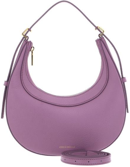 COCCINELLE Leren handtas schoudertas Whisper Grained Leather Mini Bag Jellyfish paars