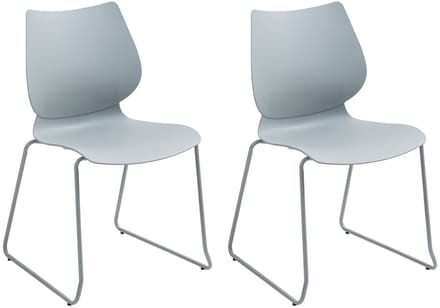 CLP Houma Set van 2 Eetkamerstoelen - Stapelstoel - Metaal - Kunststof/grijs