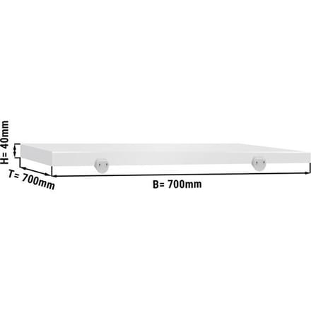 GGM Gastro Snijplaat voor werktafel - 700x700mm - Dikte: 40mm - HACCP-conform - HDPE 500 - Wit - Antislipvoetjes - Vaatwasmachinebestendig wit