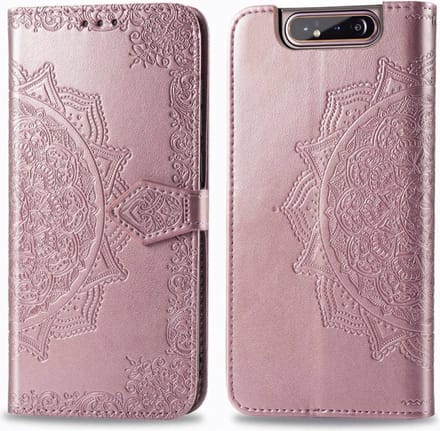 Samsung Galaxy A80 Bookcase - Roze - Bloemen - Portemonnee Hoesje