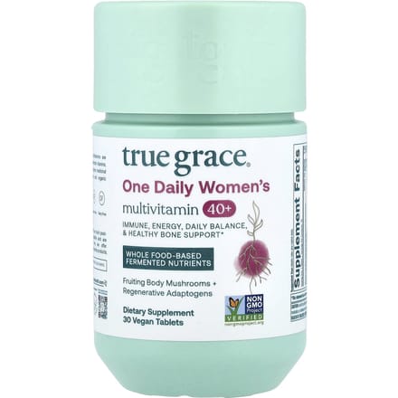 True Grace, One Daily Vrouwenmultivitamine 40+, Vegan, 30 Tabletten
