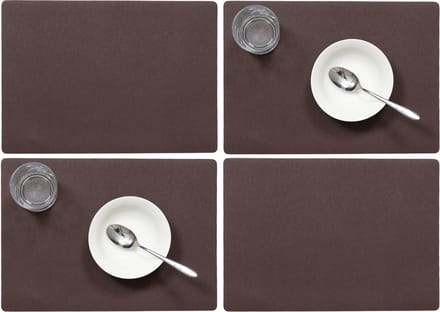 Wicotex luxe Placemats Plain - Set van 6x stuks - bruin - 43 x 30 cm - Met anti slip laag - Teflon coating toplaag