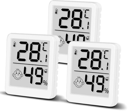 3x Digitale Hygrometer & Thermometer met Smiley, LCD Binnen Luchtvochtigheid & Temperatuurmeter