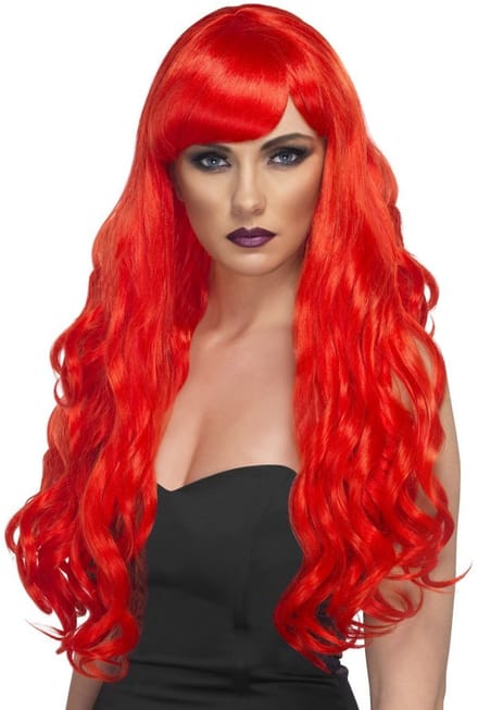 Desire lange pruik rood - Kostuum Pruik Voor Carnaval Halloween