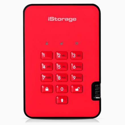 Beveiligde Externe Harde Schijf 1TB Rood - PIN Beveiliging & Hardware Encryptie