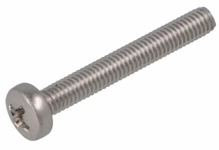 Metaalschroef RVS A2 M4x12 cilinderkop per zak a 10 stuks- ck - kruiskop