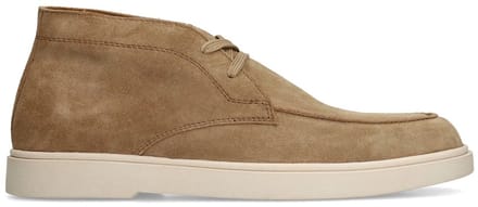 Manfield - Heren - Taupe suède veterschoenen - Maat 41