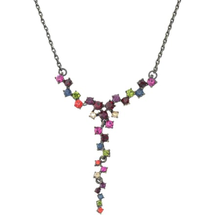 Behave - Ketting - Dames - Antiek Goud-Brons Kleur - Multicolor Steentjes - 46 cm