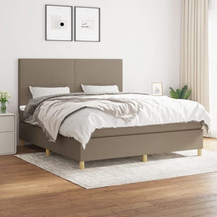 vidaXL - Boxspring - met - matras - stof - taupe - 160x200 - cm