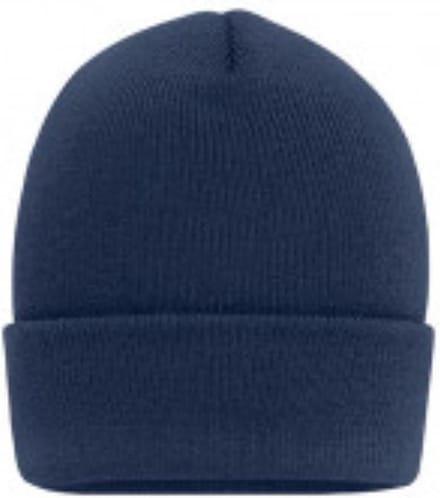 Myrtle Beache - Dubbel Gebreide Muts met Extra Brede Omslag - Navy - One Size.