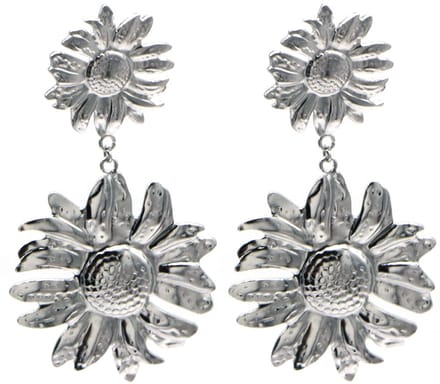 Oorbellen bloemen - RVS - zilverkleurig - 5,5 cm