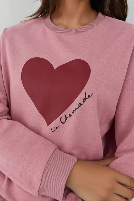 Bedrukt Crew Neck Verhoogd Sweatshirt