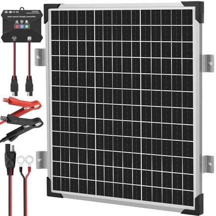Zonnepaneel Set - Oplader Houder - Accu Onderhoud - MPPT Controller - 50W - Grijs