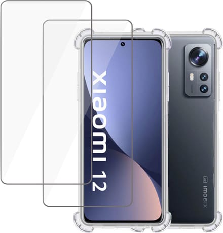Hoesje geschikt voor Xiaomi 12 + 2x Screenprotector – Tempered Glass - Extreme Shock Case Transparant