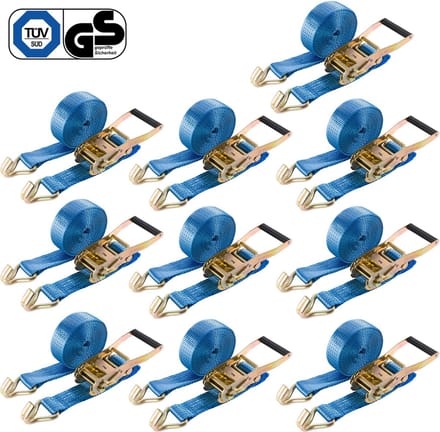 AREBOS 10 x Spanband - Spanbanden - Spanbanden met Ratel - 6 m x 50 mm