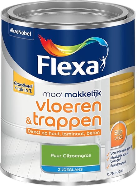 Flexa - Mooi Makkelijk Vloeren & Trappen Zijdeglans - Puur Citroengras - Mengverf - 750 Ml