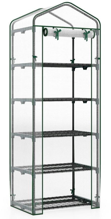 Kweekkas – Kas - Kweekbak - Opvouwbaar - Stevig Frame - Beschermend - Ruim - Met Roldeuren - Wit