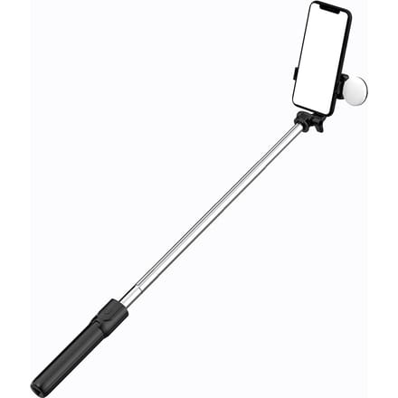 Hurtel Selfie Stick WR1YXS Telescopic Tripod 0.71m with Round Lamp - Black