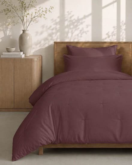 HOOMstyle Wasbaar dekbed zonder overtrek - 140x220 1 persoons met 1 kussensloop - Bordeaux