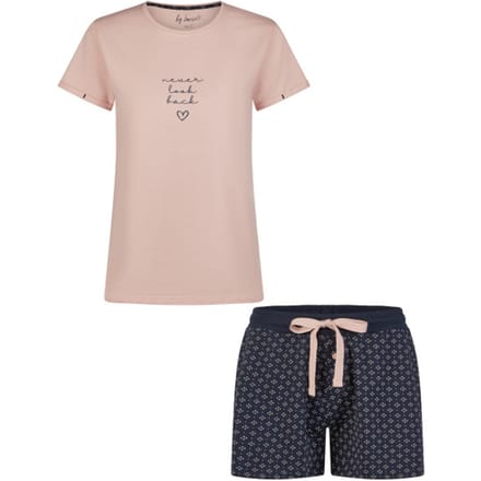 By Louise Essential Dames Korte Pyjama Set Shortama Roze - Maat M