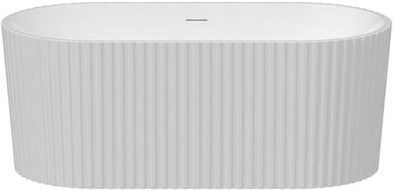 Vente-unique Vrijstaand geribbeld bad – 150 × 75 × 58 cm – glanzend wit – acryl – 220 L – ALIENA