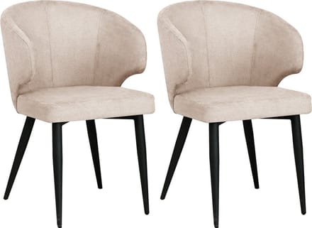 Colenis Sara Eetkamerstoelen Set van 2 – Beige Linnen – Zwarte Poten