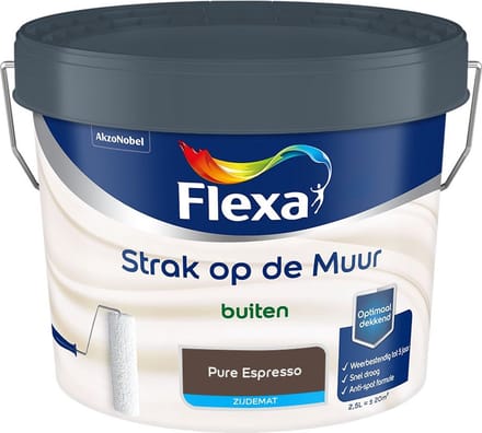 Flexa - Strak Op De Muur Buiten Zijdemat - Pure Espresso - Mengverf - 2,5 L