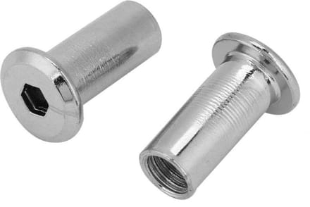 Dailygoods- Zeskantmoer M6/M8 - Platte Moeren - Meubelmoer - Schroefmoer - Hex Socket Head - 50 Stuks