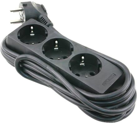 3-voudige Stekkerdoos zwart - 3 meter