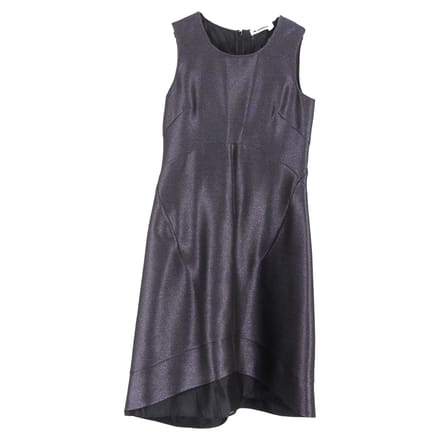Jil Sander midi-jurk met ronde hals in metallic grijs polyester